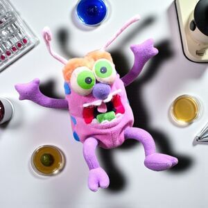 Vintage Silly Slammers Flu Bug Plush 1998 ToyBox Rare Pink Monster Beanbag